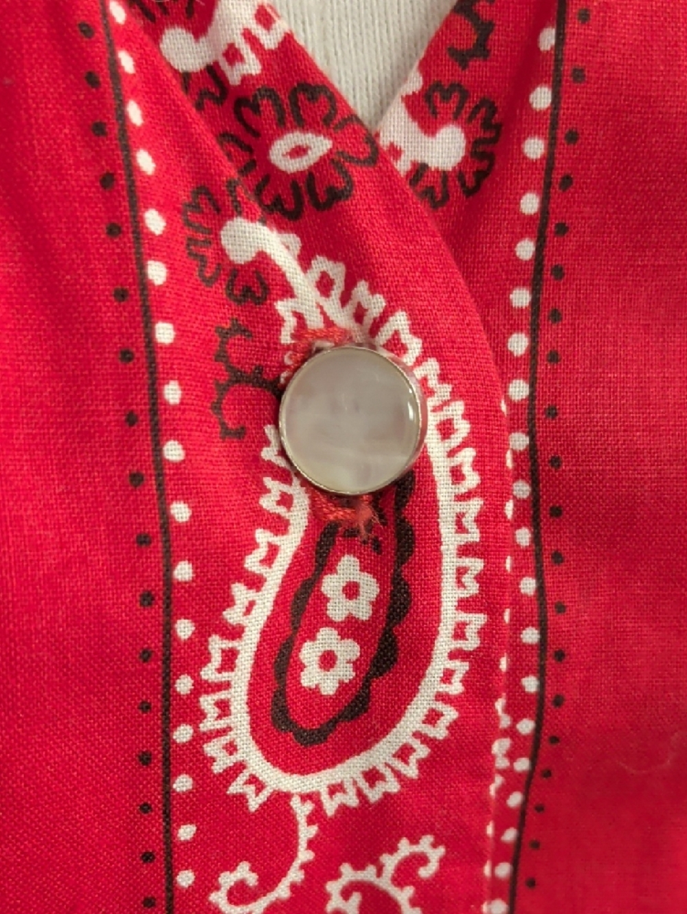 Vintage Red Bandana Halter Dress Fit-and-Flare Low V Belted Sexy Country Western - Picture 7 of 15